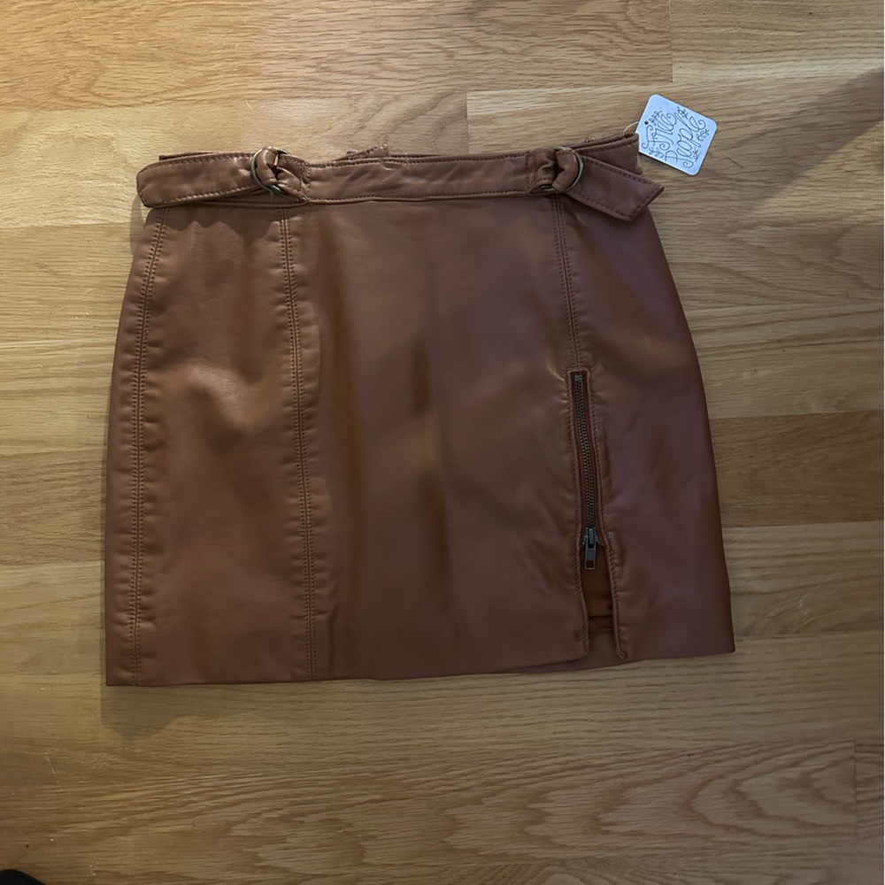 NWT Free People Brown Leather Skirt